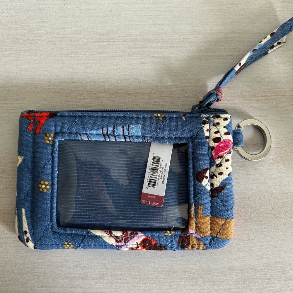 Vera Bradley Blue Quilted Key & Card Holder NWT